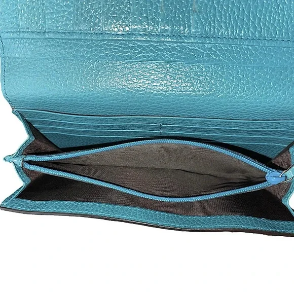 🩵GUCCI Turquoise Blue GG Calfskin Continental Wallet - Picture 10 of 15